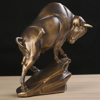 Resumen del Toro de la Escultura hecha a Mano de la Resina de los Bisontes de la Estatua de Arena de la Mascota de Regalo y Artesanía de Adorno para el Negocio de Cumpleaños Decoración de la Habitación