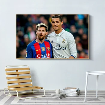 Resumen Messi-Ronaldo Carteles Impresión de la Lona de Pinturas Modernas de Fútbol el Deporte de Arte de Pared de Fotos para la Sala de estar Decoración para el Hogar