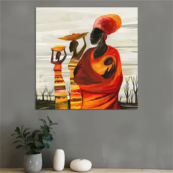 Resumen retrato africano, arte de la pared de lona de las fotos de la pared imprime imprime la pintura de aceite para la sala de estar decoración para el hogar en el arte
