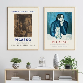 Resumen Vintage Lienzo De Pintura De Pablo Picasso Exposición De Afiches Impresiones De Arte Moderno De La Pared La Imagen De La Sala De Decoración Para El Hogar Cuadros