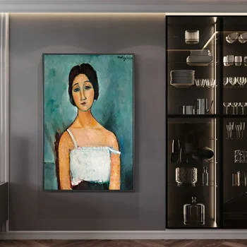 Retrato de la Mujer de la Pintura en tela, Amedeo Modigliani, Carteles y Grabados de la Pared del Arte de la Imagen para la Sala de estar Decoración para el Hogar Cuadros