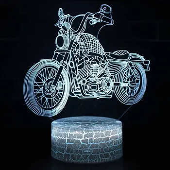 Retro motocicleta tema 3D Lámpara de luz de noche LED 7 Colores Cambio de Toque de Humor de la Lámpara de regalo de Navidad Dropshippping