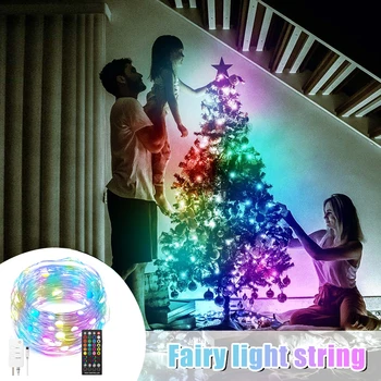 RGB de Navidad Luces de Hadas 200LEDs Control Remoto de Luz Impermeable de la Guirnalda de la Cadena de Luces al aire libre de la Decoración de la Iluminación navideña