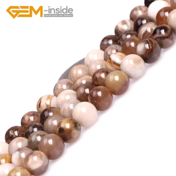 Ronda Natural Marrón Americana de Madera Silicificada Opalites Suelta Perlas para la Joyería de Filamento de 15 Pulgadas Collar DIY Nuevo Caliente