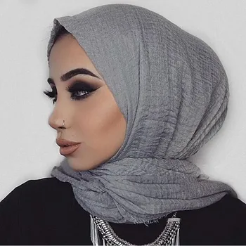 Ropa de cama de algodón Musulmán abrigo y el chal Islam Turbante Listo Para usar Femenino Pañuelos en la cabeza de las Nuevas Mujeres de la Arruga Instante Hiyab en Virtud de la Bufanda