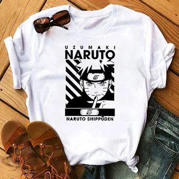 Ropa de Naruto Imprimir las Mujeres T-shirt Ulzzang Harajuku Camiseta de Mujer Nueva Oversize Suelto Casual Anime Japonés de la Camiseta de la Ropa