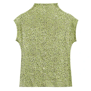 Ropa europea de la Moda Sexy de Leopardo de Impresión en Hueco de T-shirt de las Mujeres 2020 Verano Nueva Tops Ropa Mujer tocando Fondo Camisa de Tees T02401