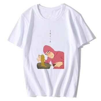 Rosa Tipo de Ramen de Manga Corta Japón T-shirt de Impresión Rey de Verano Camisetas Divertidas Vaporwave Camisetas de los Hombres de Algodón de Hip Hop O-Cuello de Camisetas