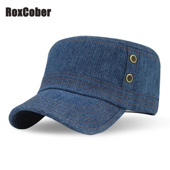 RoxCober Primavera verano de Ocio de algodón de Mezclilla de color hat cap tapa plana boina sombrero de la gorra de Béisbol Sombreros de Vaquero sombrero Militar Ajustable