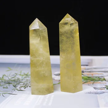 Runyangshi 1pc de la venta Caliente! Naturales de cristal de cuarzo citrino varita punto amarillo cristales de cuarzo punto de sanación reiki como regalo