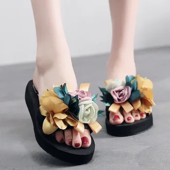 SAGACE Bohemio Cuñas, Zapatillas de Mujer Zapatos de Flor de Verano de la Plataforma de la Cuña Zapatillas de Mujer Casual parte Inferior de las Señoras Zapatos de Playa
