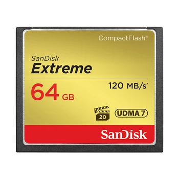SanDisk Tarjeta CF, Tarjeta de Memoria Extreme CompactFlash de 32 gb 64 GB, 128 GB Tarjeta CF VPG-20 120 MB/s Para Ricos 4K y Full HD de Vídeo SDCFXS