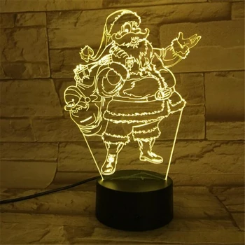 Santa Claus 3D de la Lámpara de Noche LED de Luz de Acrílico de Tacto Ilusión de la Noche de la Lámpara de la Decoración del Hogar Lámpara de Mesa Para Cumpleaños de Niño de la Navidad de Regalo