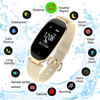 SCOMAS de Moda Reloj Inteligente Mujeres IP67 Impermeable Monitor de Frecuencia Cardíaca de Fitness Tracker relogio Smartwatch Para iOS, Android