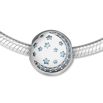 Se ajusta Pandora Pulseras de abrir y cerrar la Noche Clip de Perlas con Azul Zirconia Cúbico Auténtica Plata de ley 925 Encantos de la Joyería CKC001
