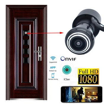 Seguridad 1080P Mini Wifi de la Puerta del Ojo Agujero IP de la Cámara Gran Angular de Lente Ojo de pez 1.66 mm Mirilla CCTV de la Red de Audio de la Cámara P2P Onvif