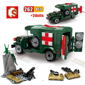 SEMBO 262pcs Militar Ambulancia Bloque de Construcción de vehículos Compatibles Ejército Soldado de los estados unidos Ladrillos Educativas en coche de juguetes Para los Niños