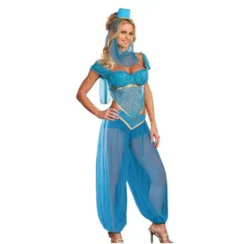 Sexy Diosa de la Princesa Jasmine de Disfraces de Adultos Mujeres Carnaval de Halloween Disfraces de la Danza del Vientre Rendimiento Árabe Traje Talla S-XXL