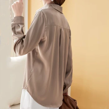 Señora de la oficina de Moda Elegante Camisa Blanca 2021 Primavera de Manga Larga Tops Sueltos de Raso Camisas Blusas Sueltas de Manga Larga blusas 12607