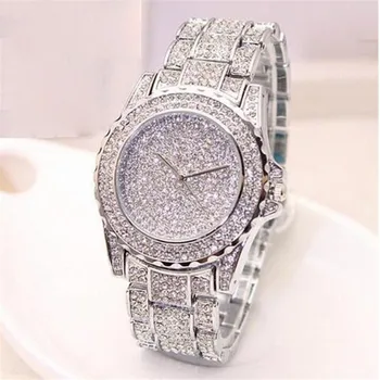 Señoras reloj de Pulsera de Cuarzo de la Mujer Reloj Reloj Mujer de Diamante de Cristal de Acero Lleno de Astilla de la Mujer Relojes Relogio del Reloj Feminino 2019