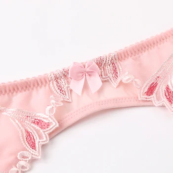 Shaonvmeiwu Sexy gasa transparente ultra delgada de ver-a través de liguero señora del gusto de musgo calcetines bordados rosa delgado