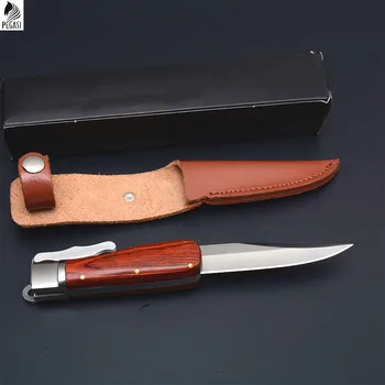 Sharp al aire libre cuchillo plegable rojo con mango de madera, de bolsillo plegable cuchillo Japonés de camping al aire libre cuchillo, cuchillo de acero D2