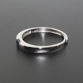 Simple 925 de plata de zafiro anillo de compromiso para mujer 3 mm * 3 mm VS grado anillo de zafiro de la plata esterlina anillo de zafiro para mujer