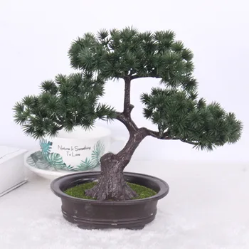 Simulación de bonsai adornos de árbol falso en macetas grandes de bienvenida de pino de plástico falso plantas en macetas de simulación de pino de la decoración de interiores