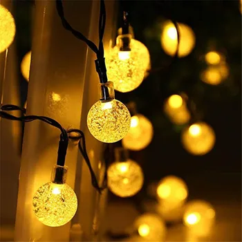 Solar LED Bola de Cristal de la Cadena de la Luz 10M Impermeable Luces de Hadas de Navidad de la Boda Garland Jardín de Césped, Árbol, Decoración al aire libre