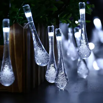 Solar LED Collares de Cadena de Luces de Hadas 7M 20 Led de Agua de la Gota Colgante Partido de la Decoración del Jardín Lámparas de Solare al aire libre de las luces de Navidad