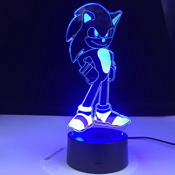 Sonic the Hedgehog Luz de la Noche ABS Base de Acrílico Con Luz Borad LED 3D ilusión de los Niños Dormitorio Lámpara de Escritorio de dibujos animados, los Regalos de navidad