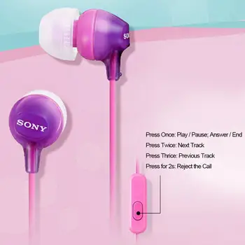 SONY MDR-EX15AP 3,5 mm con conexión de Cable de Auriculares En la oreja los Subwoofer Estéreo de Auriculares Manos libres Con Micrófono Para el teléfono huawei