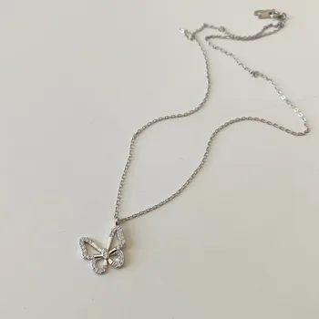 S'STEEL Mariposa Collar de la Plata Esterlina 925 Para las Mujeres de Lujo Zircone coreano Colgantes Collares de Cadena Plata 925 Para la Joyería