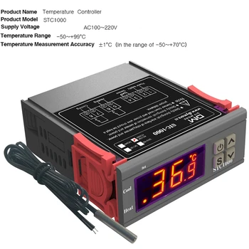 STC-1000 LED Termostato Digital para el Controlador de Temperatura de la Incubadora de Termorregulador Relé de Calefacción de Enfriamiento 110-220V