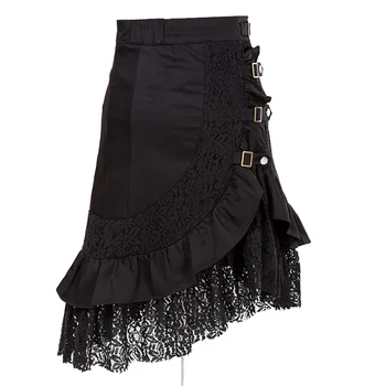Steampunk ropa de las mujeres de gran tamaño de la moda de algodón negro de encaje de la falda xl grande goth punk ropa femme jupe saias diseñador británico club