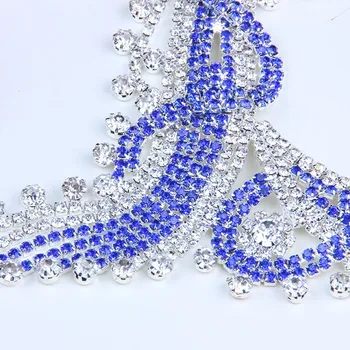 StoneFans Azul Collar De La Instrucción Set De Joyería De La Boda Conjuntos De Collar De Diamantes De Imitación Pendientes Anillo Pulsera Azul