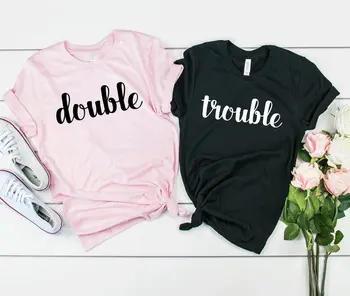Sugarbaby Double Trouble Camisetas de los Mejores Amigos de Camisetas de ie Camisa Doble Problema de Coincidencia de camisetas de la Amistad de Don bff ropa