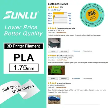 SUNLU impresora 3D filamento PLA 1.75 mm 1 KG (2.2 LBS) uso de bobina para impresoras 3D o 3D plumas recargas con RoHS Certificado Llegar