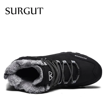 SURGUT Nuevos Hombres Botas de Invierno Con Piel de 2021 Caliente Botas de Nieve de los Hombres al aire libre de los Zapatos de los Hombres Calzado de Moda Casual Botas de Tobillo 39~46
