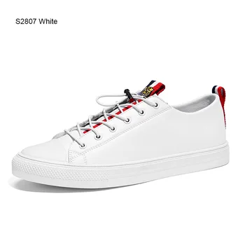 SUROM Transpirable Zapatos de Hombre Casual de la Marca de Lujo de la Moda de Blanco Clásico de Zapatillas de deporte Hueco de Hombre zapatos de Cuero de la Pu de Encaje Macho Pisos