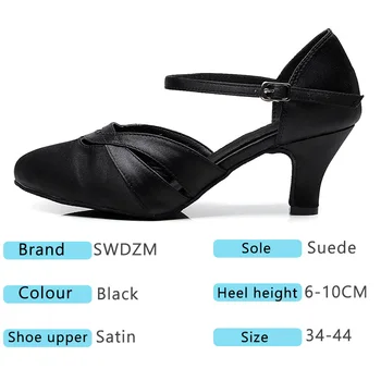 SWDZM de satén baile latino zapatos para damas femenina de tango Salón de baile zapatos de baile de las niñas de la práctica de la competencia negro púrpura totalidades