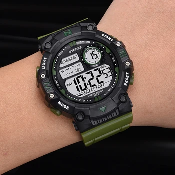 SYNOKE Hombres Digital, relojes de Pulsera de la Vida al aire libre Impermeable de los Deportes de Semana Macho Luminoso Led Multi-Función de Reloj Relojes Homme
