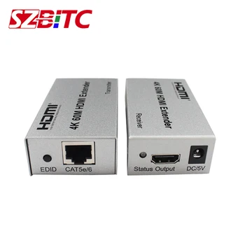 SZBITC 4K Extensor HDMI 60m HDMI Transmisor Receptor sobre Cat 5e/6 un Cable RJ45 Ethernet Converter