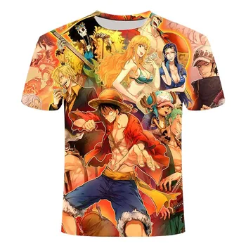 T-shirt para hombres mujeres divertidas de la impresión en 3D T-shirt de dibujos animados fresco de anime de verano casual Luffy streetwear gráfico T-shirt