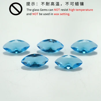 Tamaño 1.5x3~8x16mm Mar de Color Azul Marquesa Forma de Máquina de Corte Suelto de piedras de Cristal de piedra de Perlas de Vidrio Gemas Sintéticas