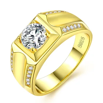 Tamaño 7-12 Clásico de Oro de color de diamantes de imitación de Cubic Zirconia Anillo de los Hombres de Esmalte Negro Masculino de 18 KRGP Dedo Anillos de Mejor Venta