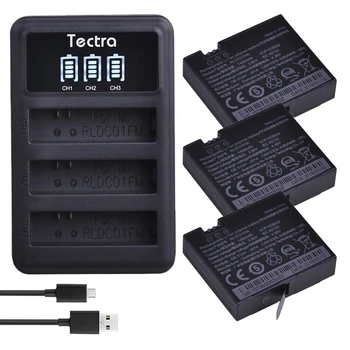 Tectra 3PCS 1450mAh Original mijia 4k Batería + LED 3Slots Cargador USB para el Deporte Xiao mi Mi Jia Acción de Mini Cámaras de la Batería
