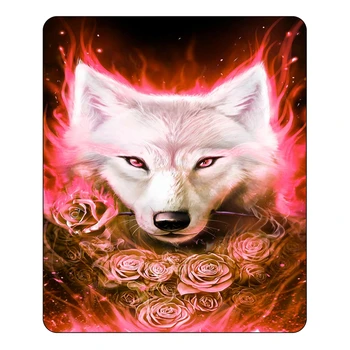 Tema de los animales Manta Digital 3D White Wolf Rosas Rojas Impreso Manta de Lana Rojo Negro Negro Sherpa Manta para el Niño Chico 150x200cm