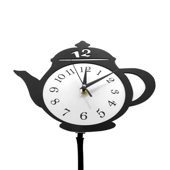 Tetera Caprichosa Péndulo del Reloj de Pared de la Decoración del Hogar, Cocina Colgando de la Pared Reloj con Bolsa de Té Cookie Péndulo salón de té Decoración