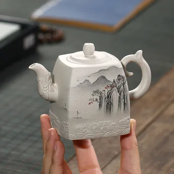 Tetera Yixing Maestro Del Paisaje Pintado A Mano Mineral De Barro Kung Fu Hervidor Creativo Teaware Enviar Caja De Regalo